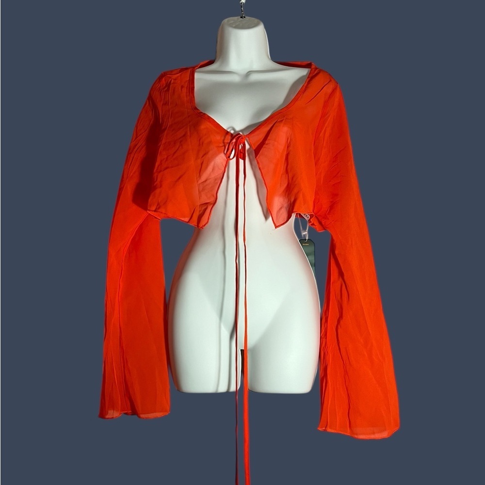 Remidoo Vibrant Red Tie-Front Crop Top – Boho Style – NWT – Size L